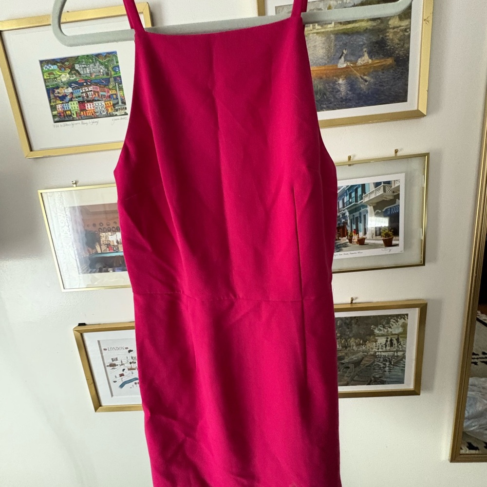 French Connection Pink Sheath Dress with Halter Neckline for Cocktail